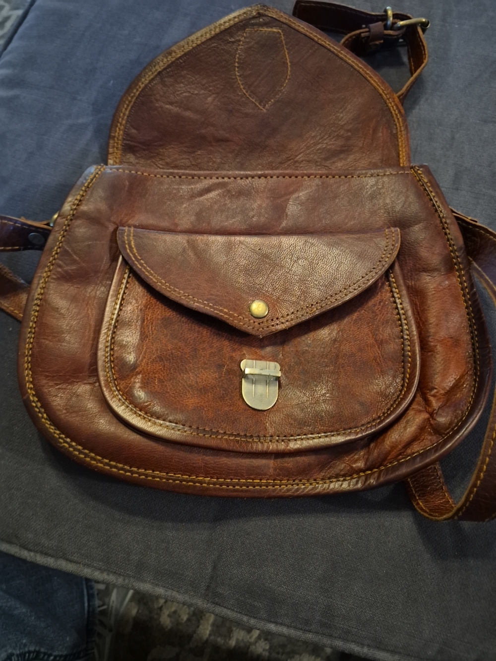 Women's Brown Leather Crossbody Bag By FIRU - Structured Everyday Shoulder Bag - Picture 12 of 12